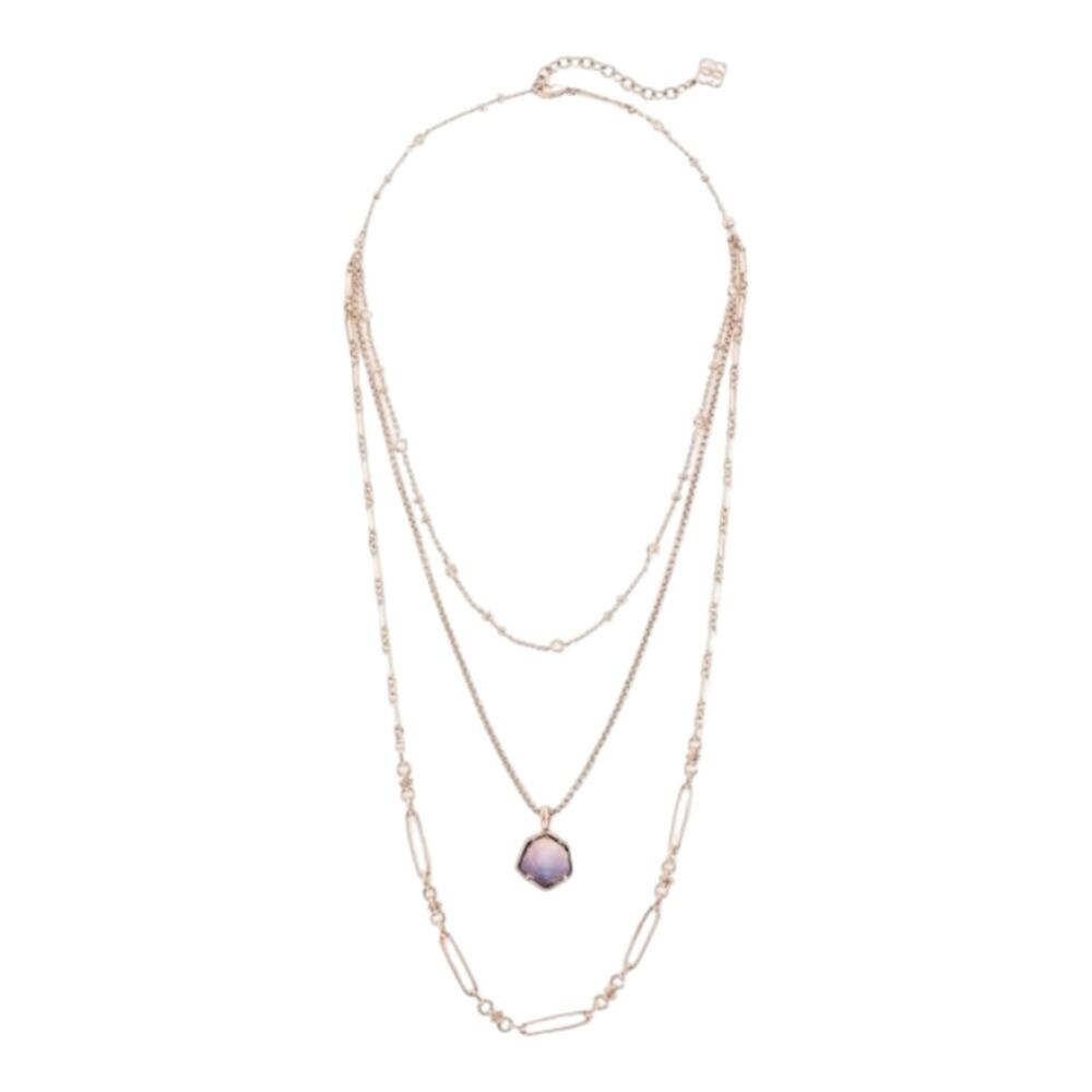 Kendra Scott‎ Vanessa Multi-Strand Necklace in Peach Ombré, Rose Gold-Plated New